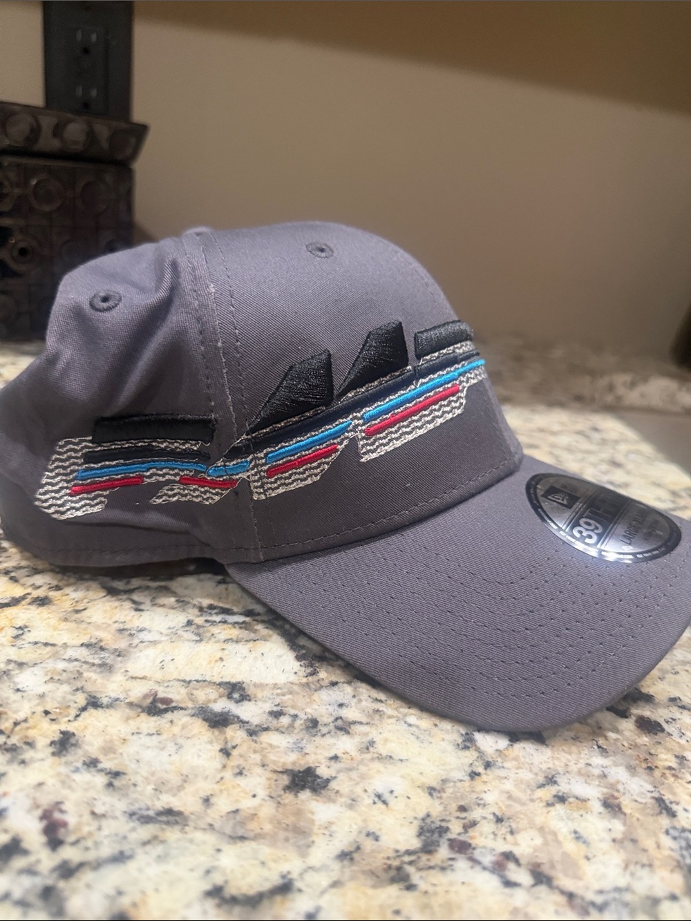 FMF racing Gray 39Thirty Fitted Cap with Multicolor Stripe Embroidery. NEW